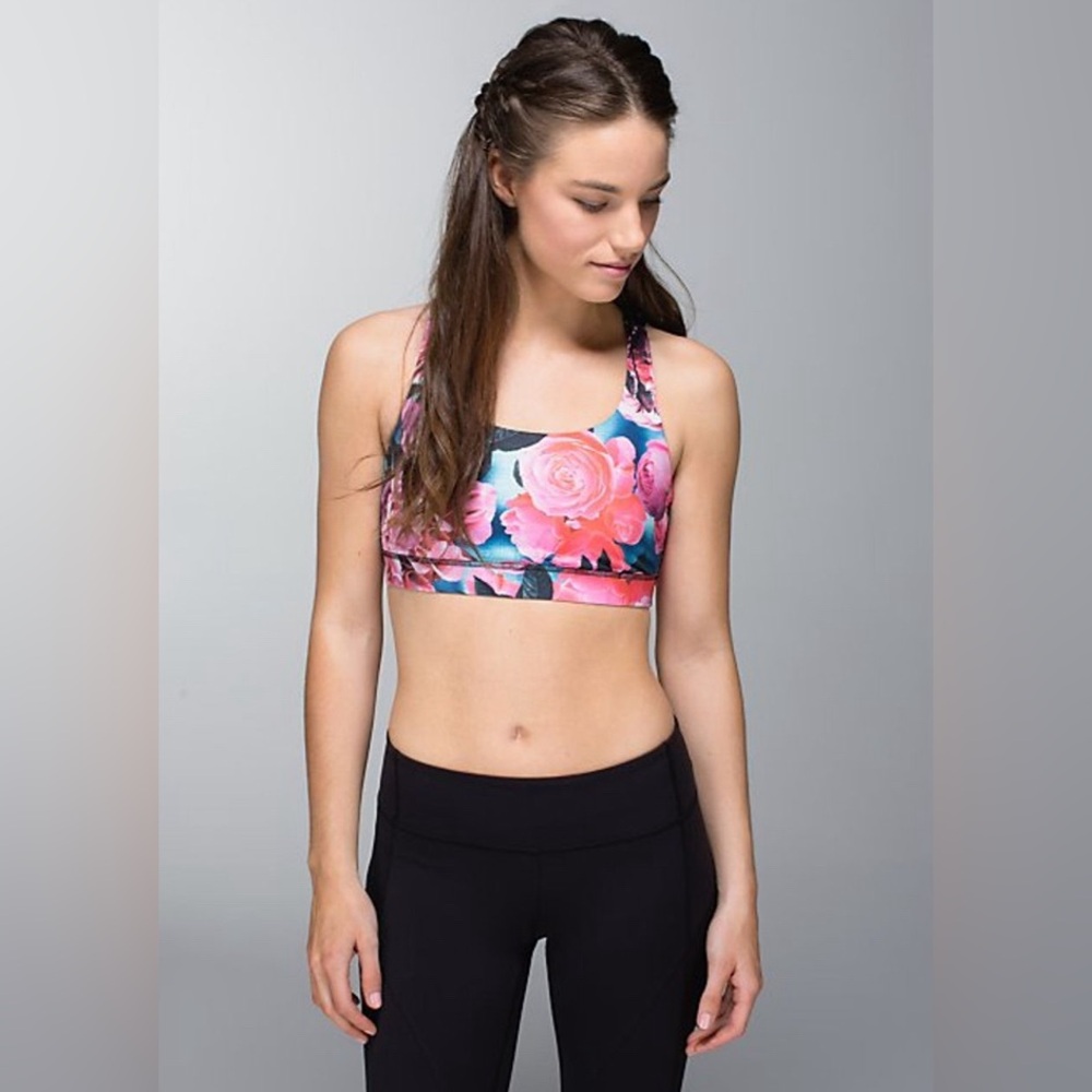 Lululemon Energy Bra Secret Garden Black Women’s Sports Bra Size 4 - Picture 3 of 7